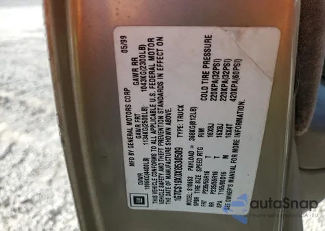 1999 GMC Sonoma z USA, uszkodzony, nr VIN 1GTCS19X0X8530509